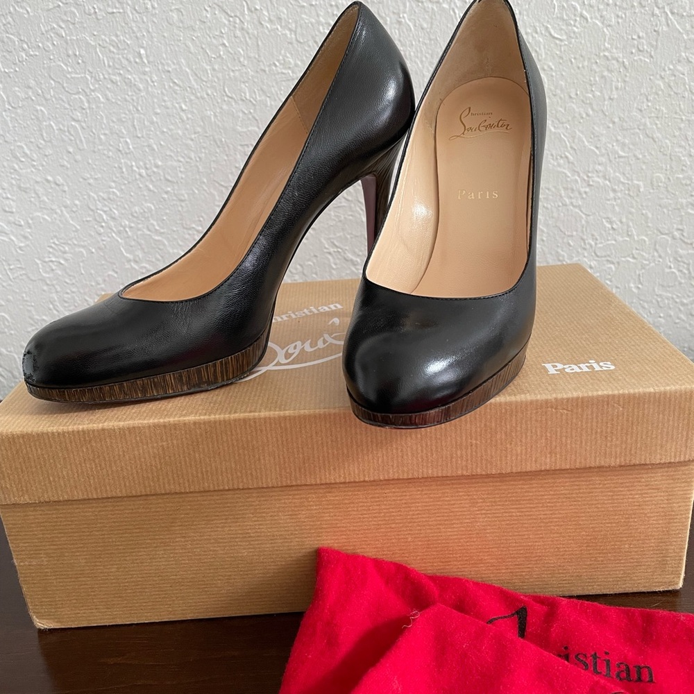 Black Leather Christian Louboutin stilletos